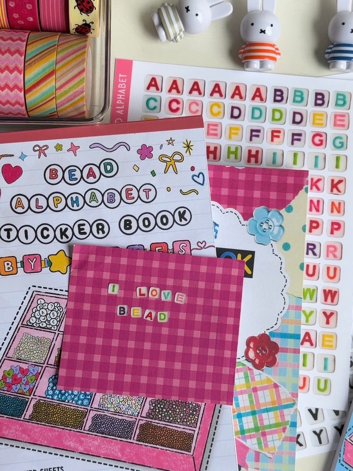 Bead Alphabet Sticker Book by Mikes - 25 sheets (new)