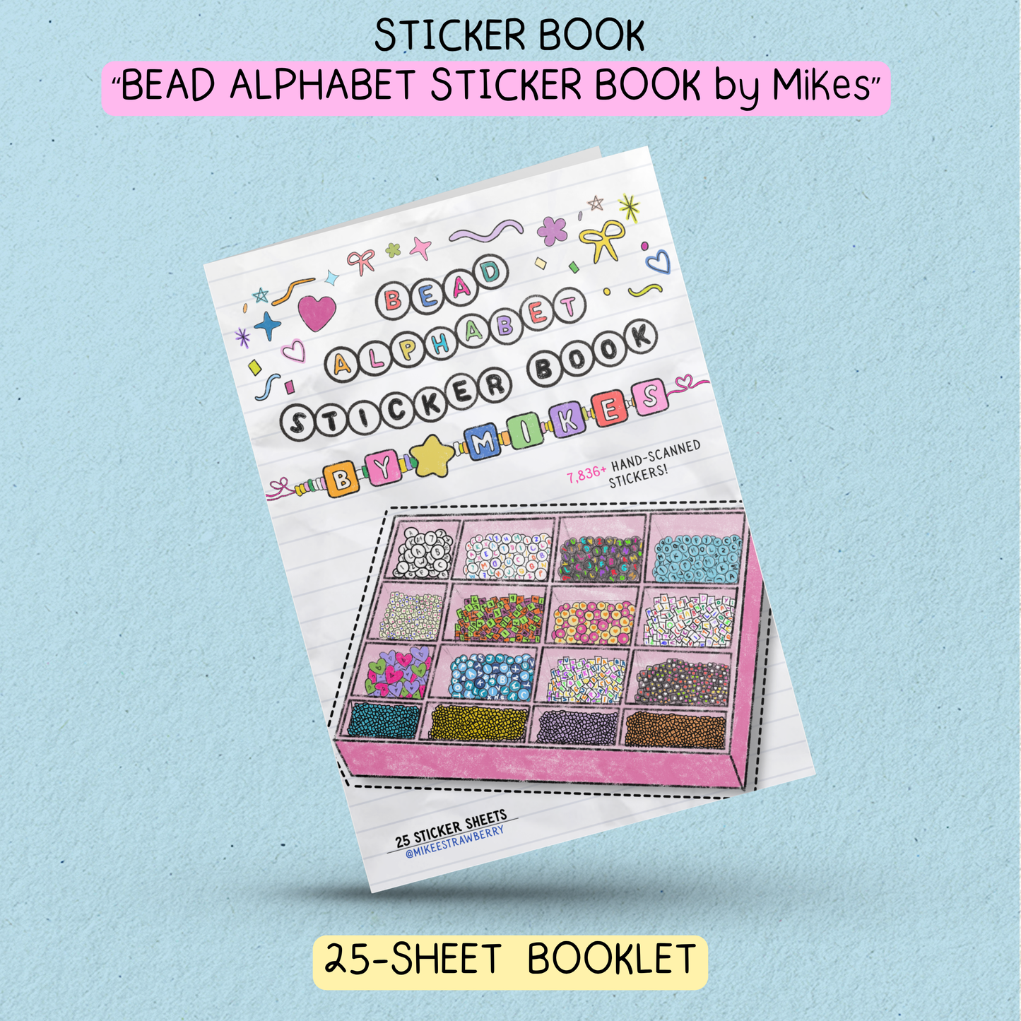 Bead Alphabet Sticker Book by Mikes - 25 sheets (new)